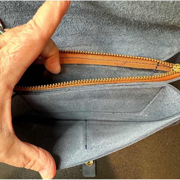 Navy handmade leather wallet.  I think it is an early Able wallet.  Excellent. - Picture 4 of 6